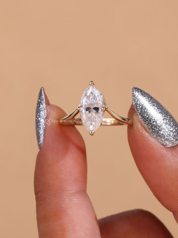 3.0CT-4.0CT Marquise Cut Moissanite Diamond Unique Engagement Ring for Her