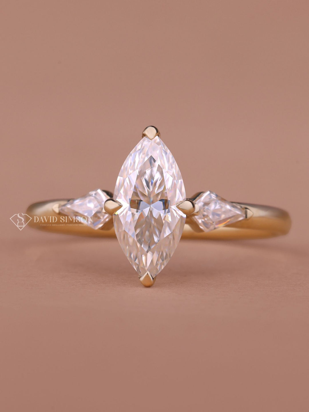 1.50CT-2.50CT Marquise Cut Moissanite Diamond Three Stone Engagement Ring