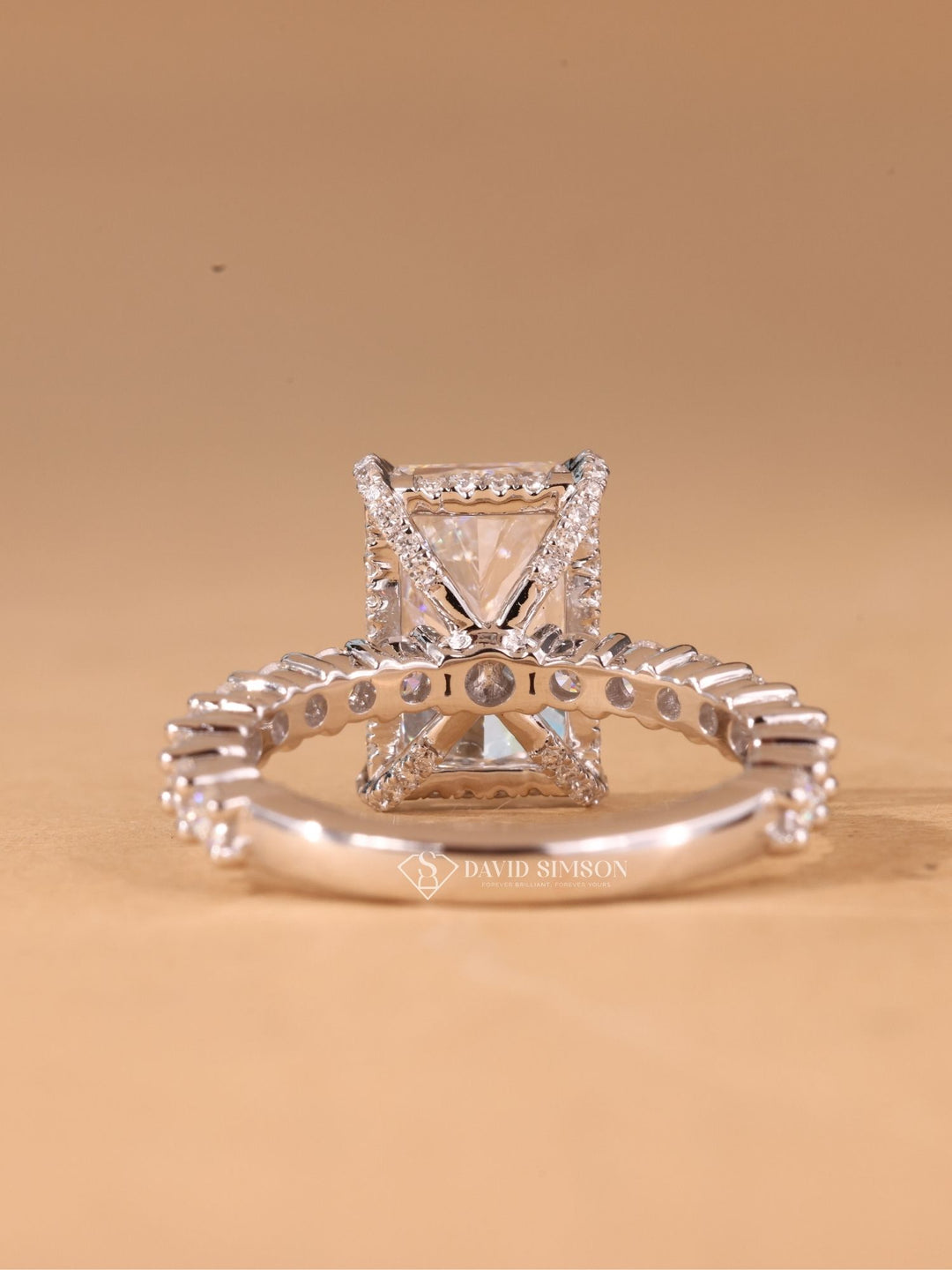 3.50CT-4.50CT Radiant Cut Moissanite Diamond Hidden Halo Engagement Ring