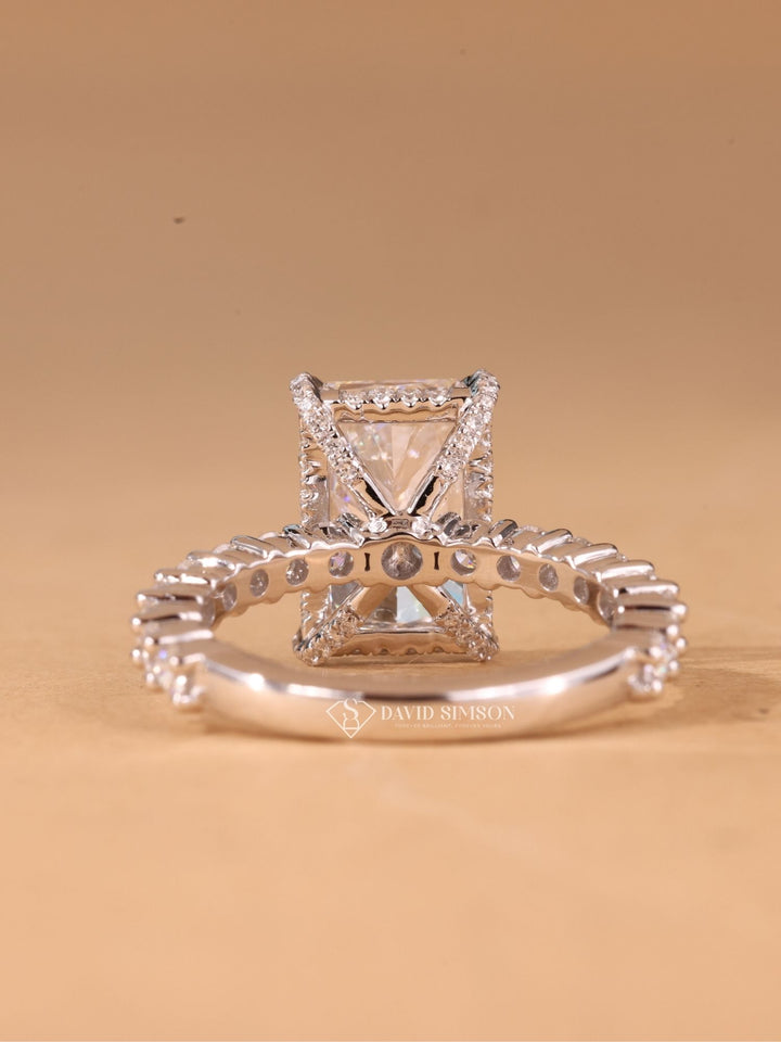 3.50CT-4.50CT Radiant Cut Moissanite Diamond Hidden Halo Engagement Ring