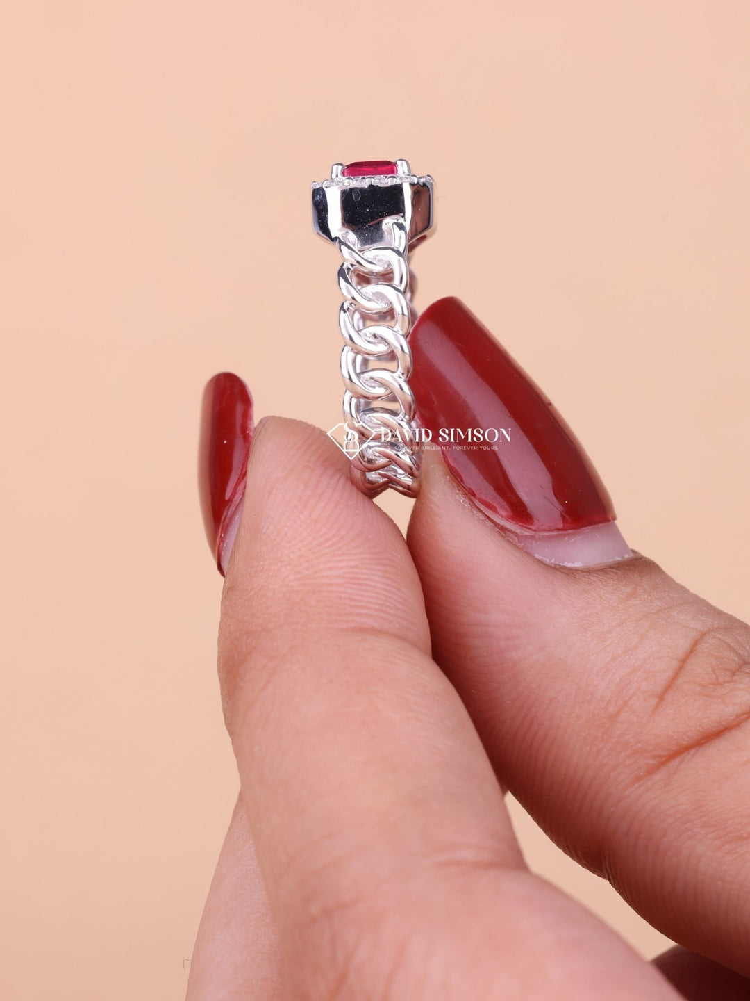 1.50CT-2.50CT East West Pink Radiant Cut Moissanite Diamond Halo Engagement Ring