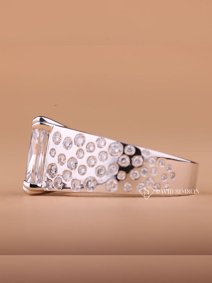 Radiant Cut Moissanite Diamond Flush Set Men's Wedding Ring