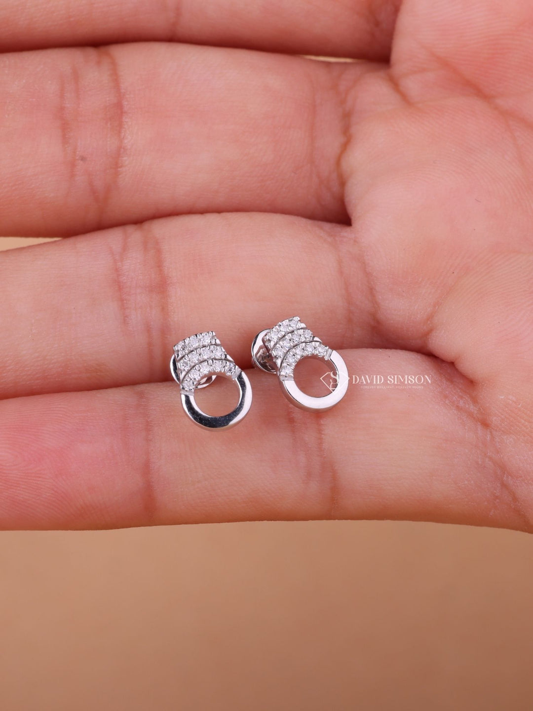 Round Cut Moissanite Diamond handcuffs Earrings for Women
