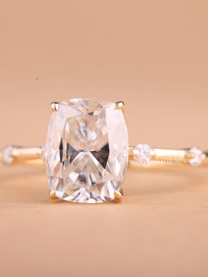 2.50CT-3.50CT Elongated Cushion Cut Moissanite Distance Diamond Engagement Ring