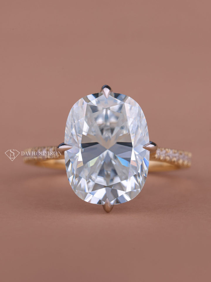 4.0CT-6.0CT Cushion Cut Moissanite Diamond Hidden Halo Engagement Ring