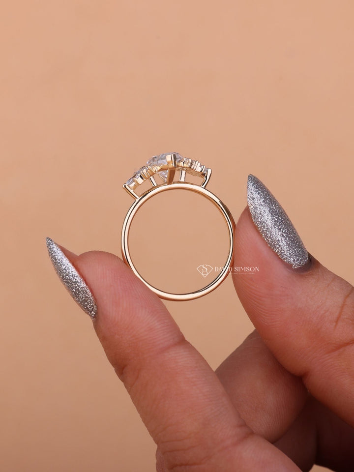 3.0CT-4.0CT Marquise Cut Moissanite Diamond Cluster Engagement Ring