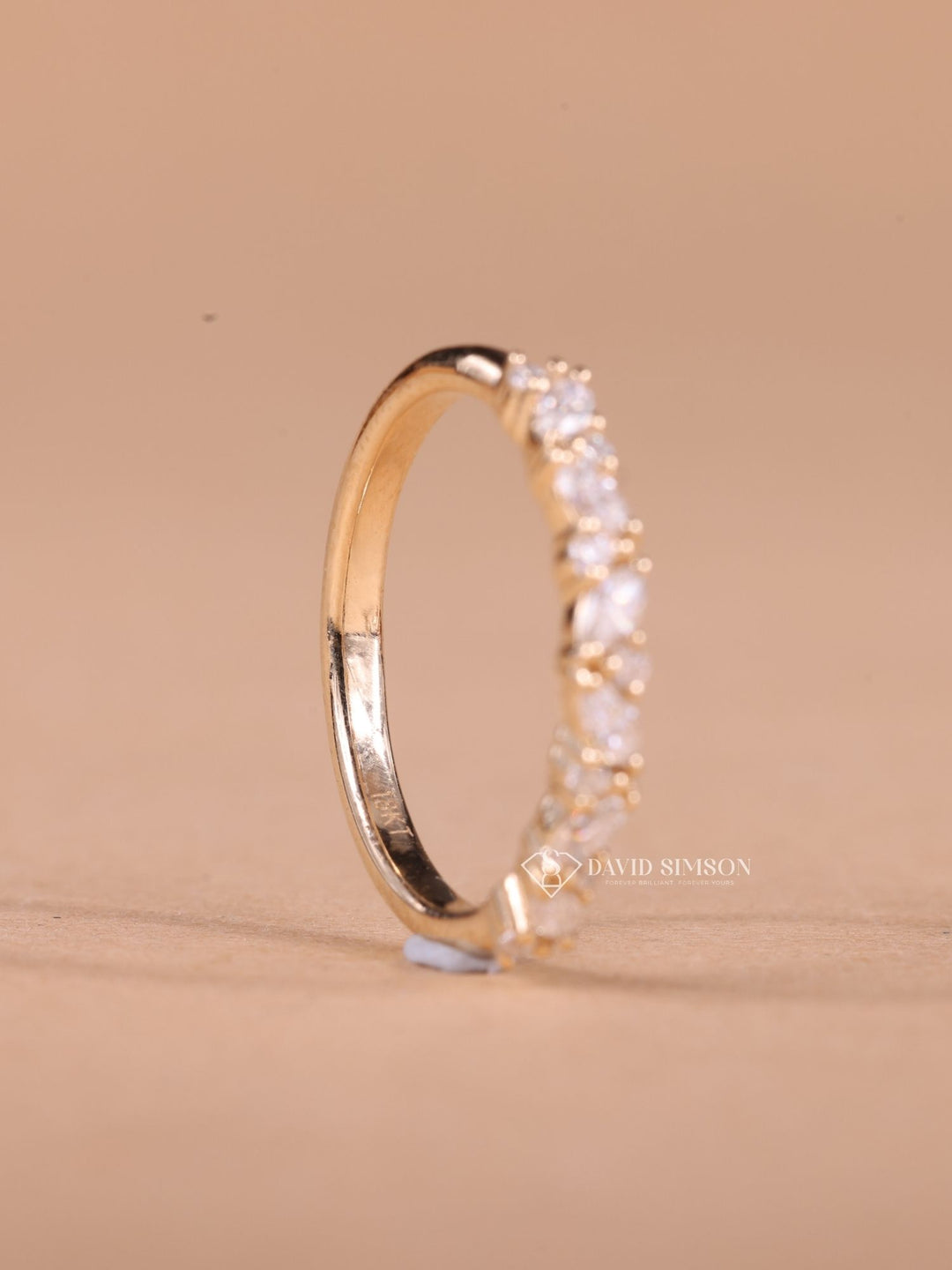 Round & Marquise Cut Moissanite Diamond Half Eternity Wedding Band