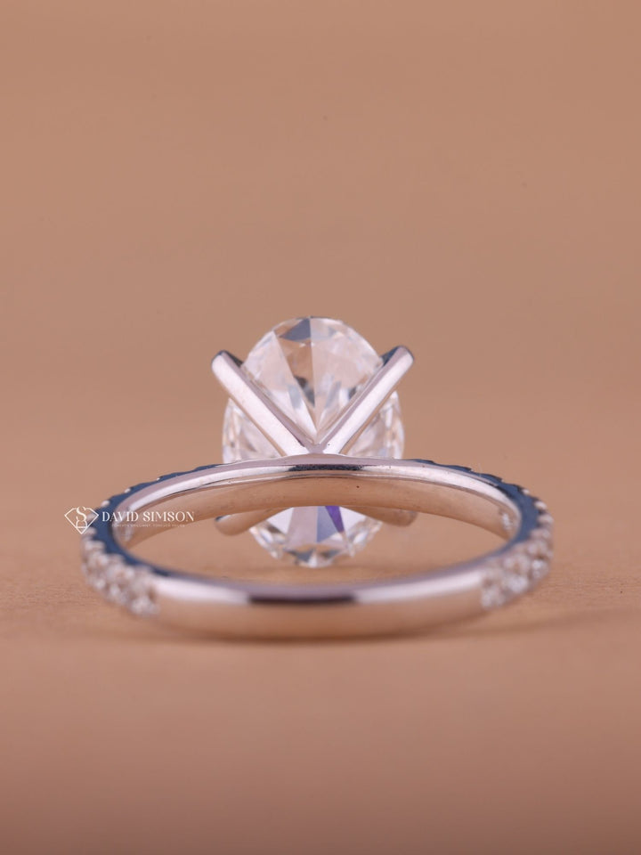 2.0CT-3.0CT Oval Cut Moissanite Diamond Pave Engagement Ring