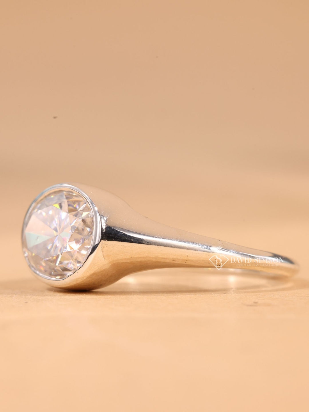 5.0CT-6.0CT Bezel Set Oval Cut Moissanite Diamond Engagement Ring