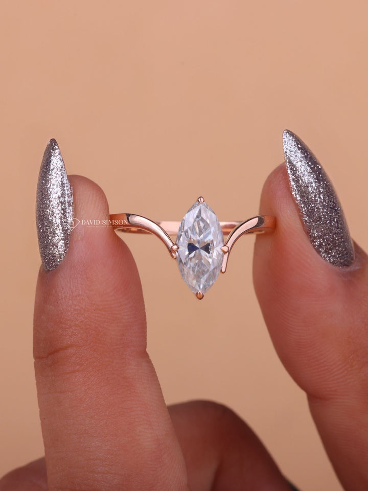 2.0CT-4.0CT Marquise Cut Moissanite Eve Diamond Engagement Ring