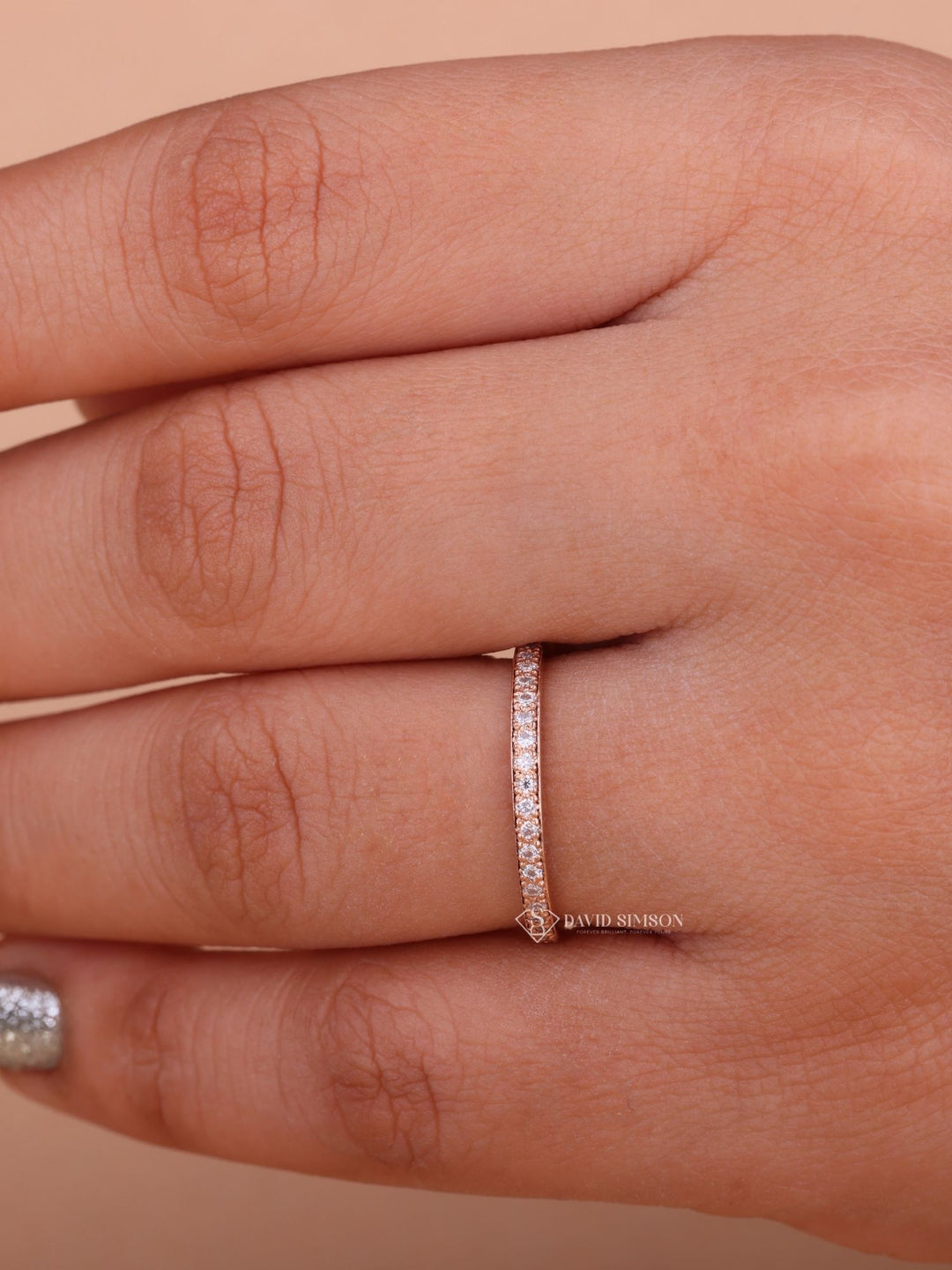 Round Cut Moissanite Diamond Half Eternity Wedding Band for Her