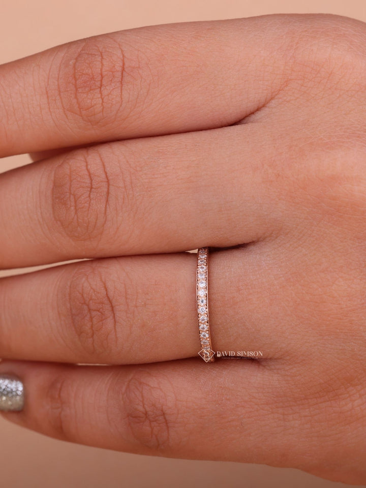 Round Cut Moissanite Diamond Half Eternity Wedding Band for Her