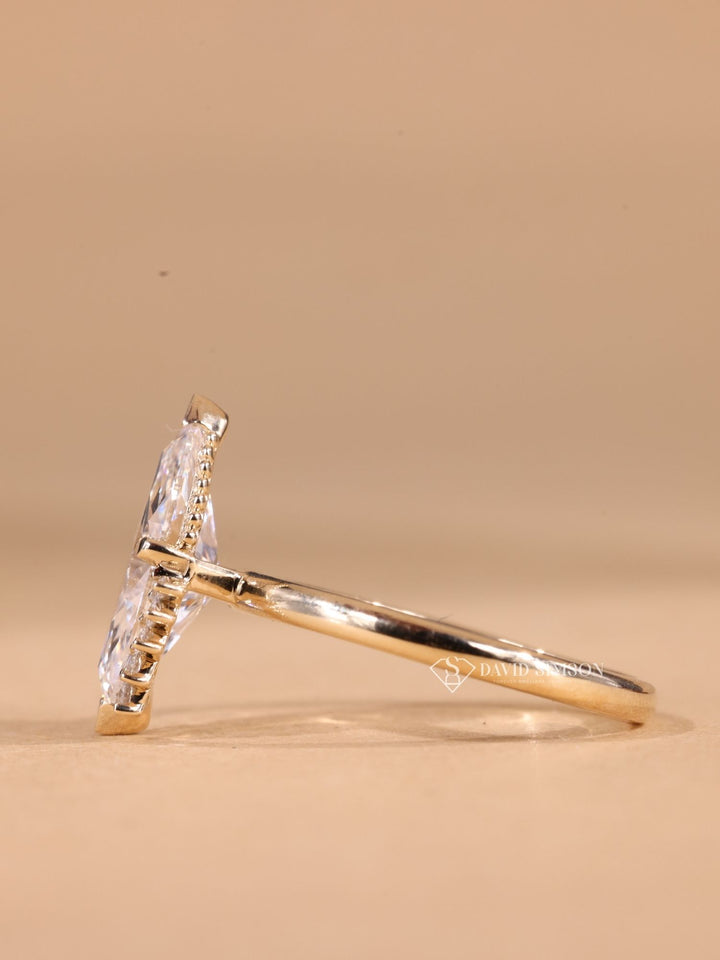 2.0CT-3.0CT Marquise Cut Moissanite Vintage Cluster Diamond Engagement Ring