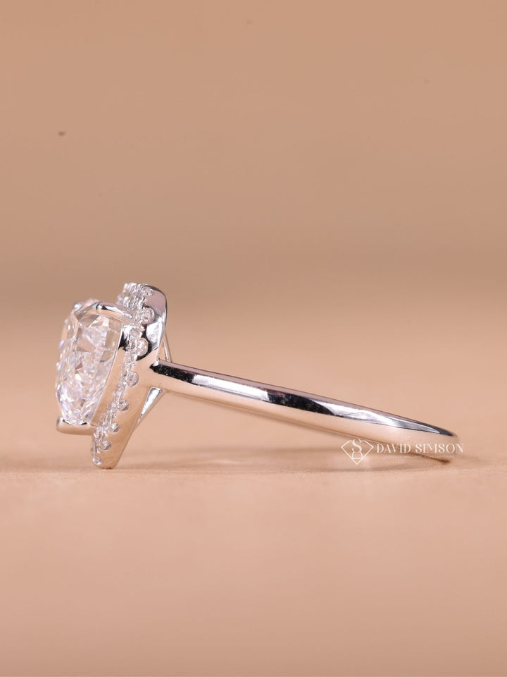 2.0CT-3.0CT Heart Shape Moissanite Halo Diamond Engagement Ring