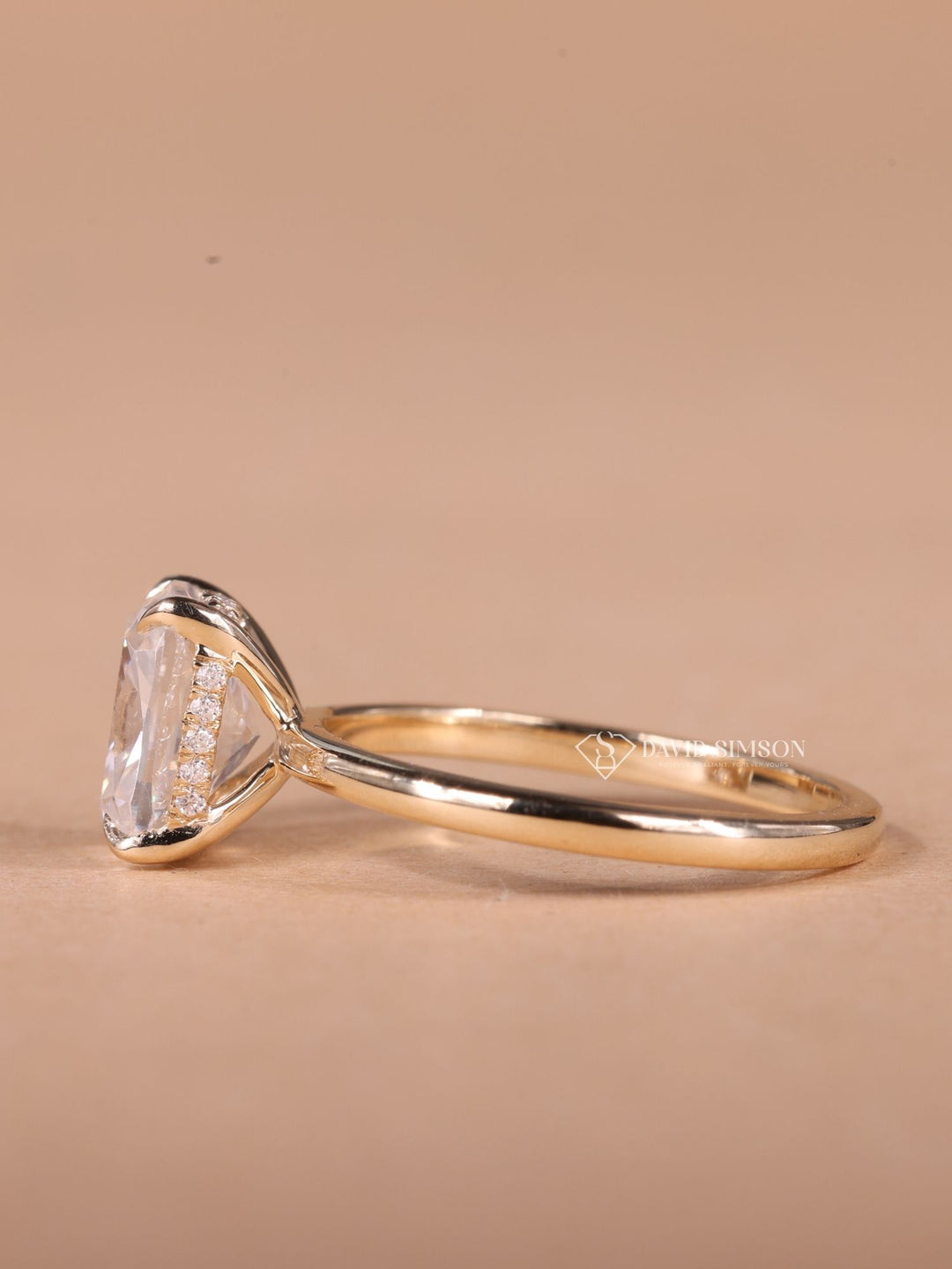 2.50CT-3.50CT Cushion Cut Moissanite Hidden Halo Diamond Engagement Ring