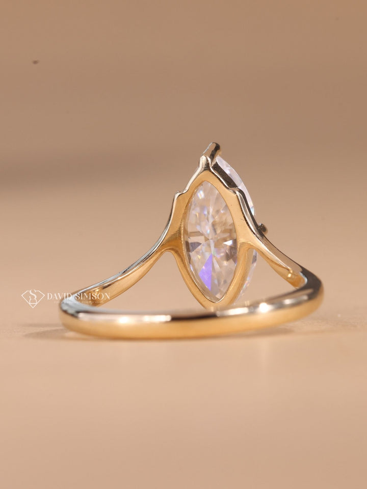 3.0CT-4.0CT Marquise Cut Moissanite Diamond Unique Engagement Ring for Her