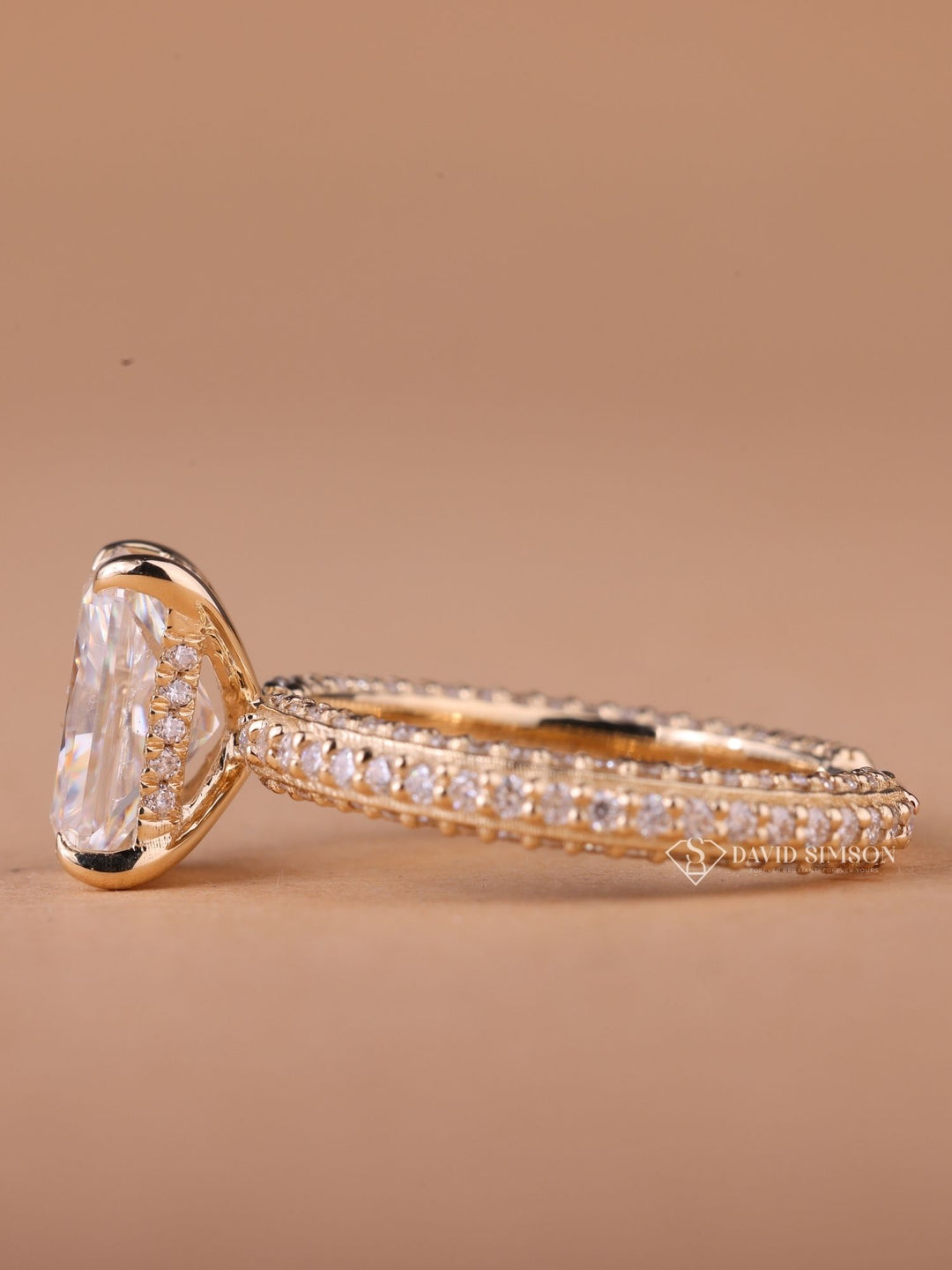 2.0CT-3.0CT Radiant Cut Moissanite Micro Pave Diamond Engagement Ring