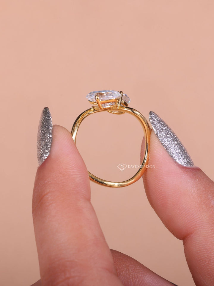 1.50CT Oval & 1.0CT Cushion Cut Moissanite Toi et Moi Diamond Engagement Ring