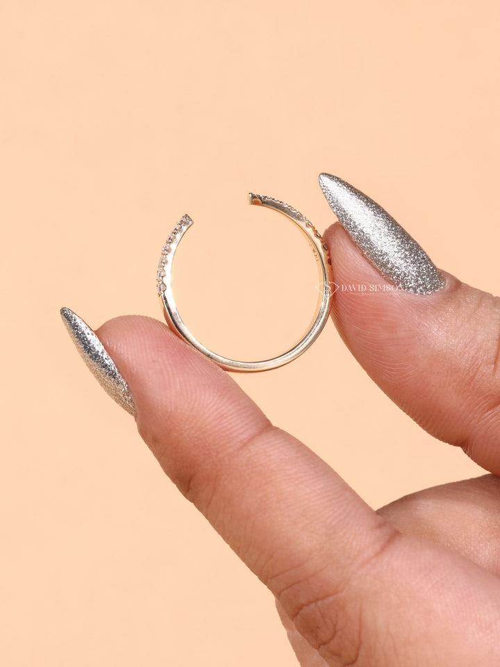 Round Cut Moissanite Diamond Open Unique Wedding Band