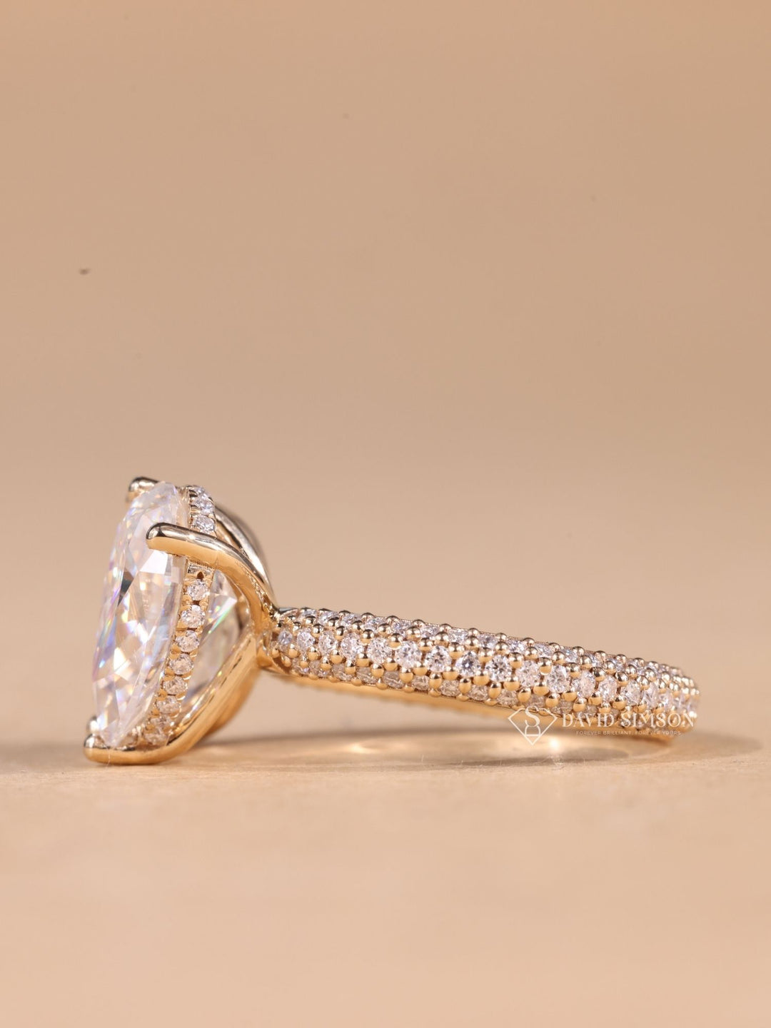 2.0CT Pear & 2.0CT Emerald Cut Moissanite Diamond Toi et Moi Engagement Ring