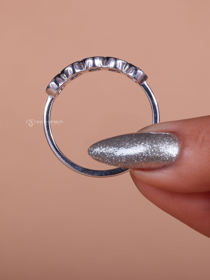 Bezel Set Round Cut Moissanite Diamond Eternity Wedding Band