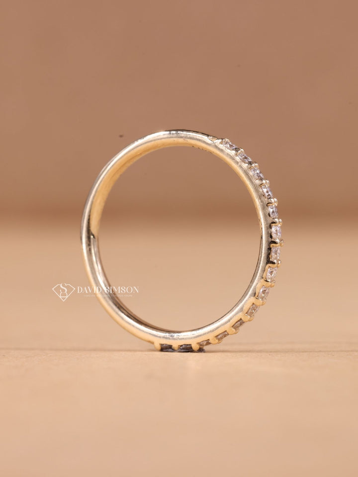 Round Cut Moissanite Diamond Stacking Half Eternity Wedding Band