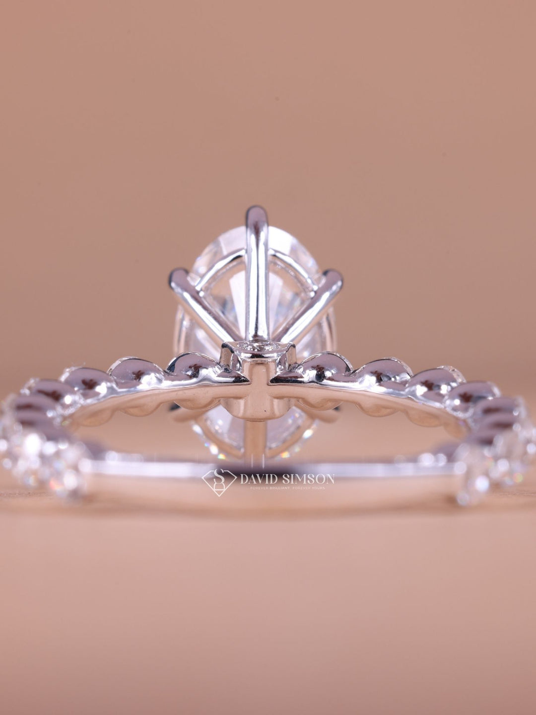 3.50CT-4.50CT Oval Cut Moissanite Diamond Floating Bubble Pave Engagement Ring