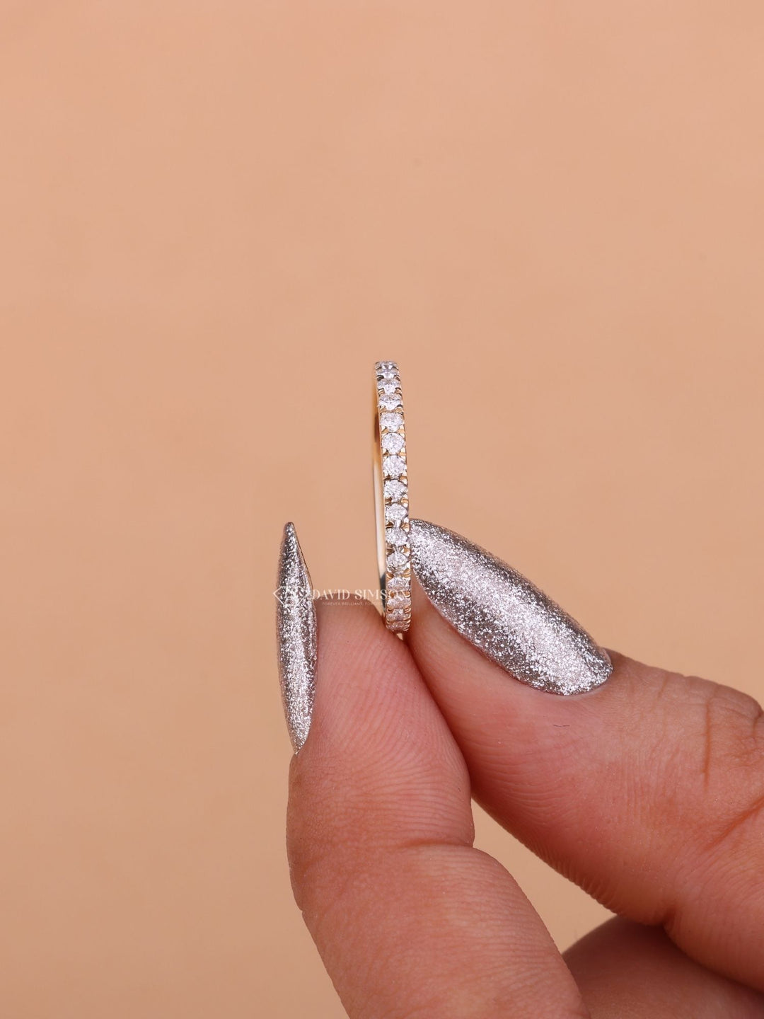 Round Cut Moissanite Diamond Full Eternity Wedding Band