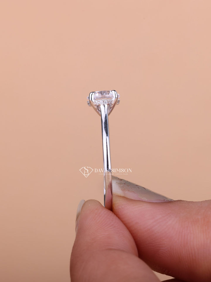 1.0CT-3.0CT Round Cut Moissanite Diamond Bridge Set Engagement Ring