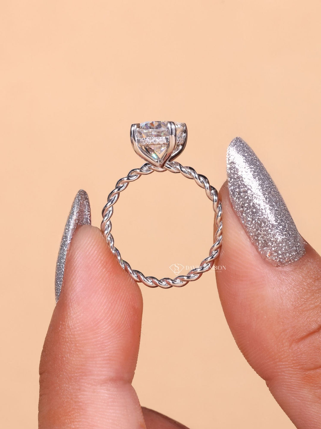 1.50CT-2.50CT Oval Cut Diamond Moissanite Braided Engagement Ring