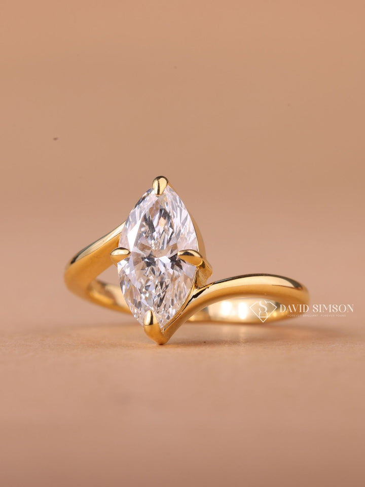 2.0CT-3.0CT Marquise Cut Moissanite Diamond Bypass Engagement Ring