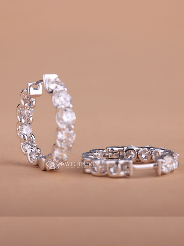 Round Cut Moissanite Diamond Hoops Earrings for Women