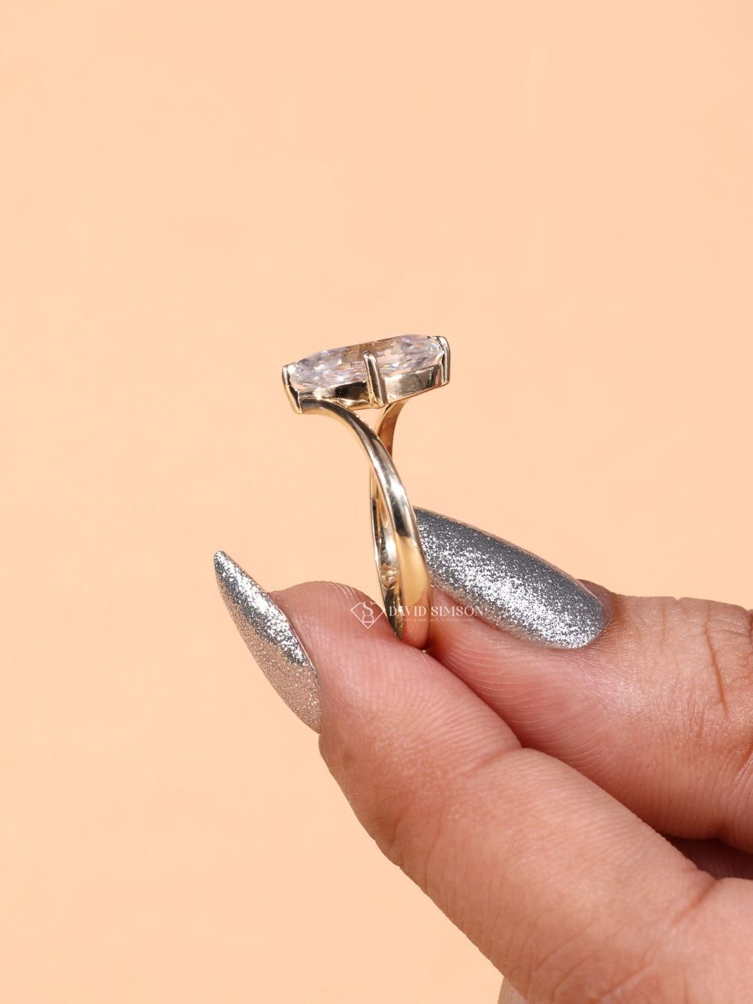 1.0CT-3.0CT Marquise Cut Moissanite Bypass Diamond Engagement Ring