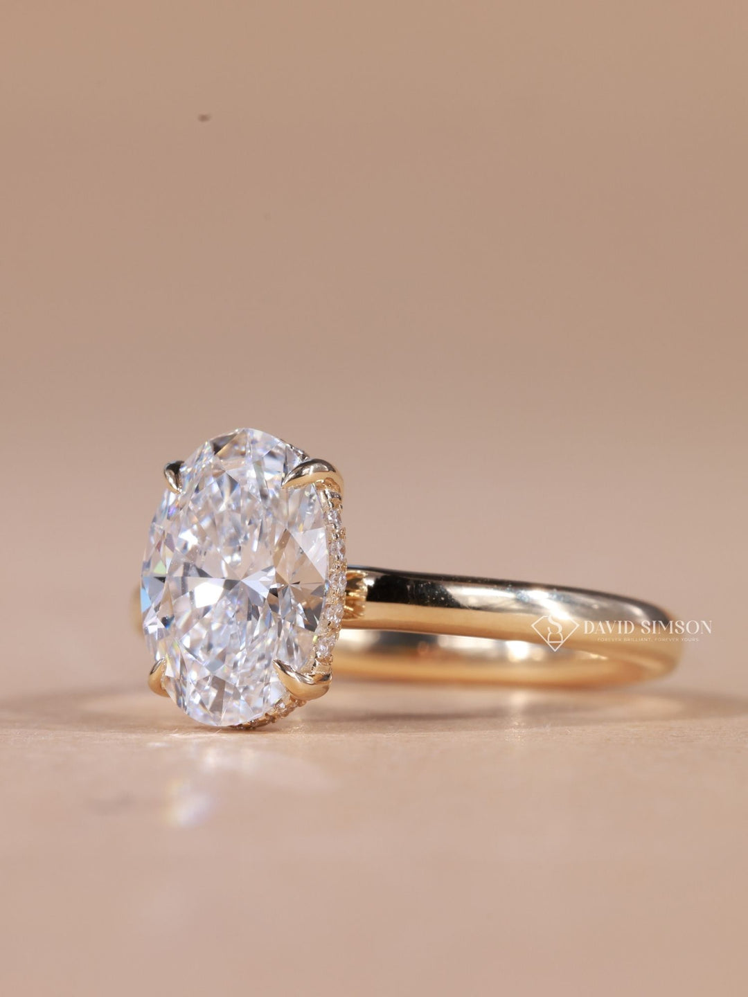 2.50CT-3.50CT Oval Cut Moissanite Hidden Halo Diamond Engagement Ring