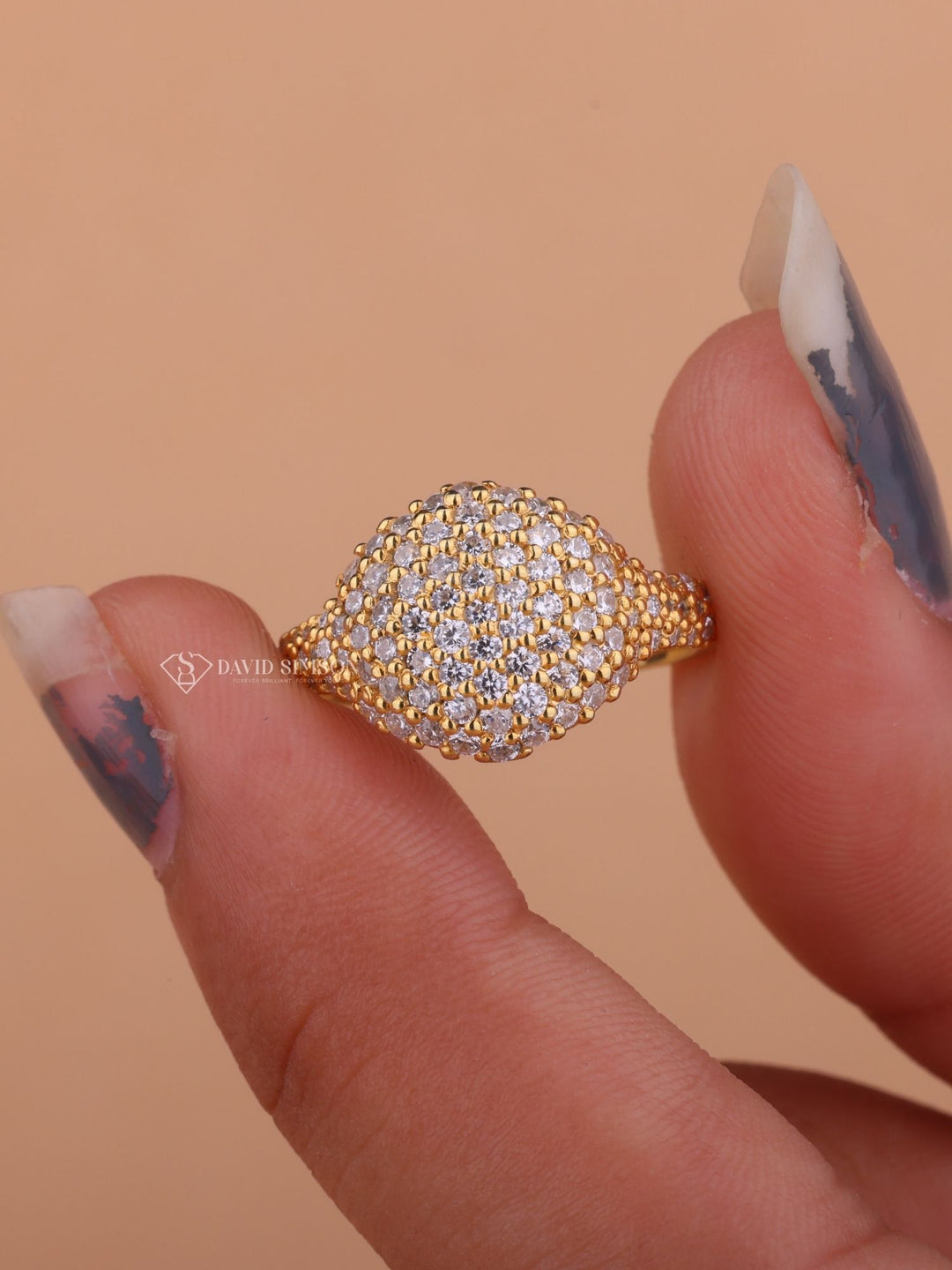 Round Cut Moissanite Diamond Dome Engagement Ring