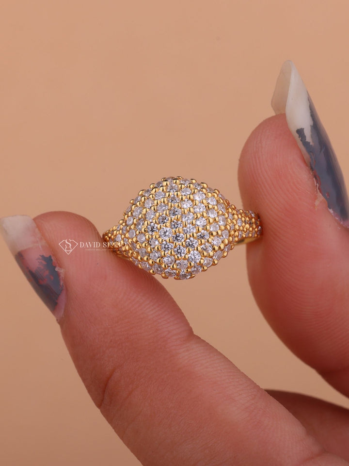 Round Cut Moissanite Diamond Dome Engagement Ring