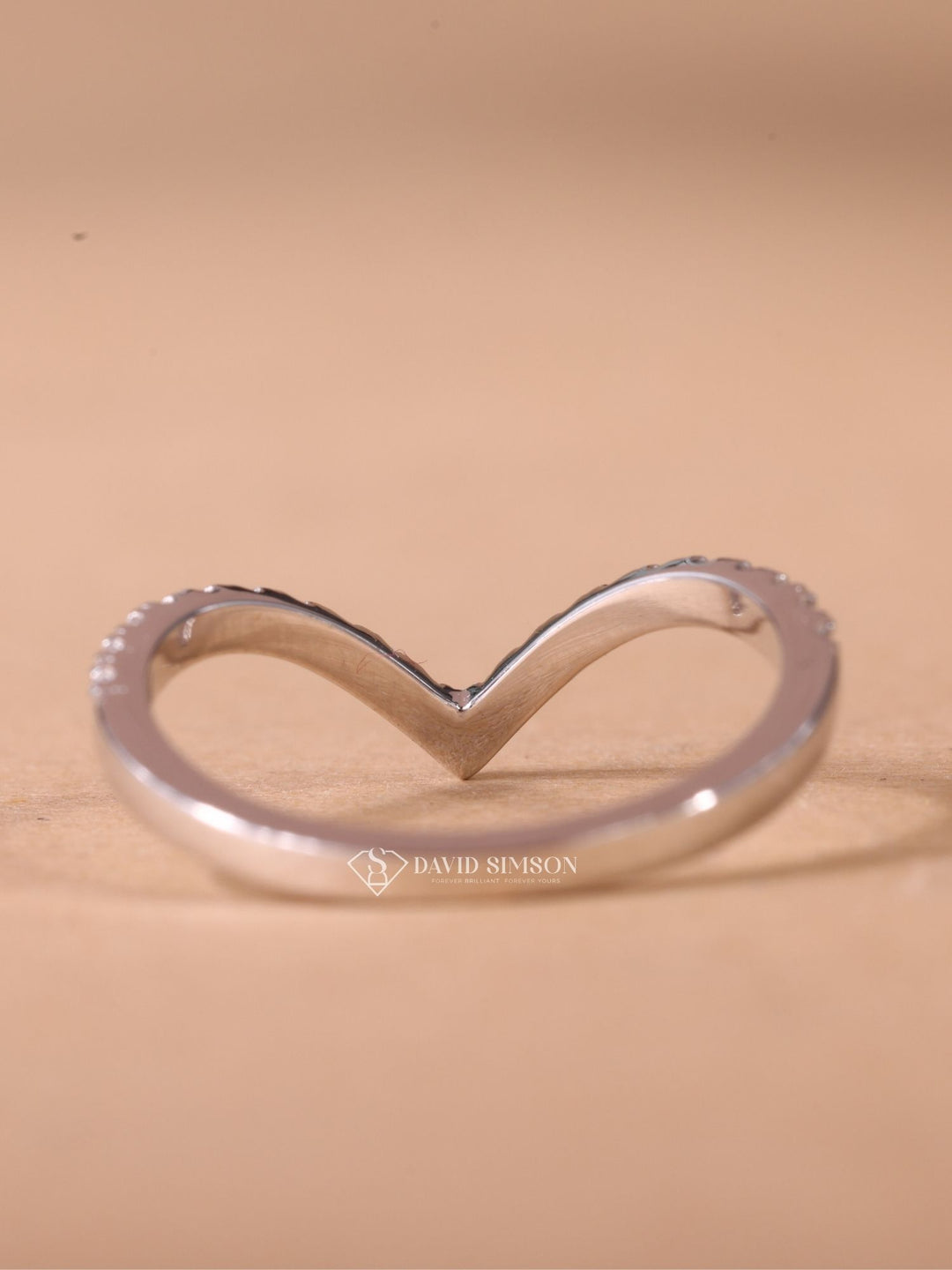 Round Cut Moissanite Diamond Curved Wedding Band