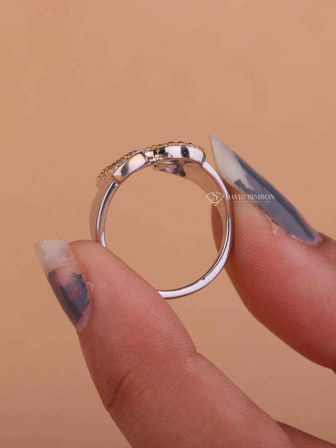Round Cut Moissanite Diamond N Latter Engagement Ring for Her