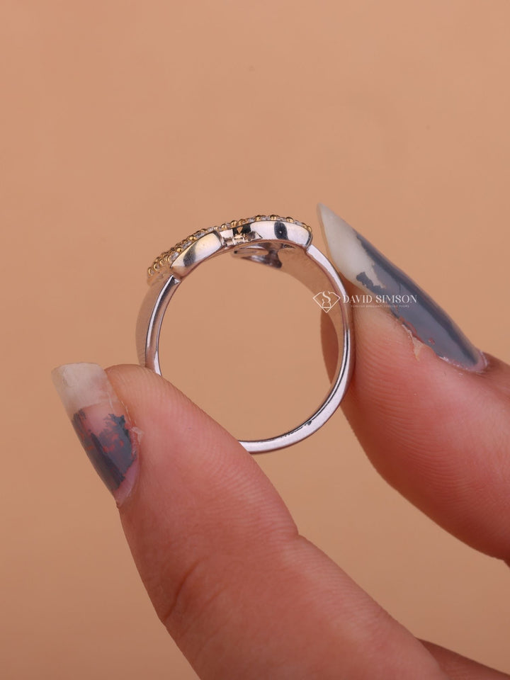 Round Cut Moissanite Diamond N Latter Engagement Ring for Her
