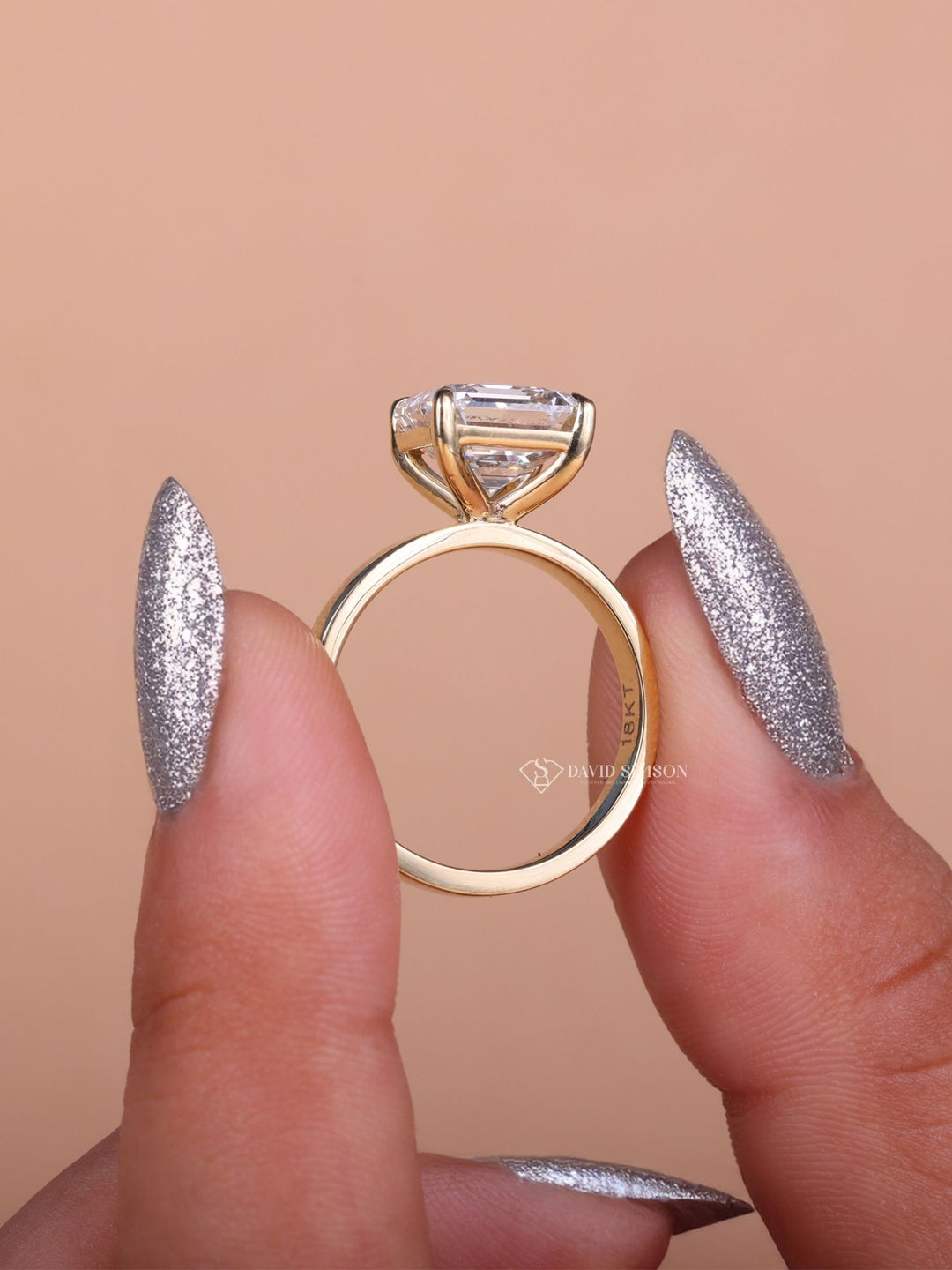 1.50CT-2.50CT Asscher Cut Moissanite Diamond Thick Band Engagement Ring