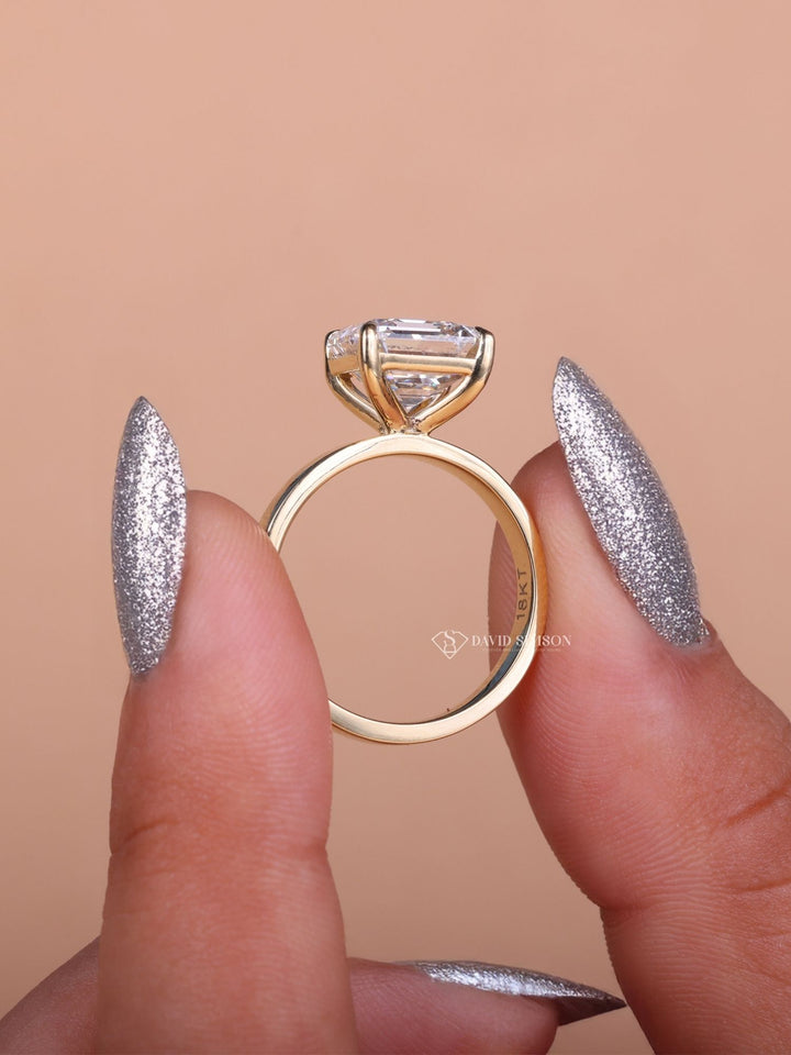 1.50CT-2.50CT Asscher Cut Moissanite Diamond Thick Band Engagement Ring