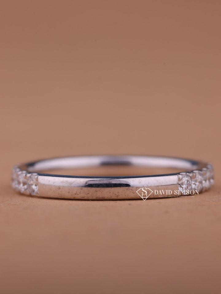 Round Cut Moissanite Half Eternity Diamond Wedding Band