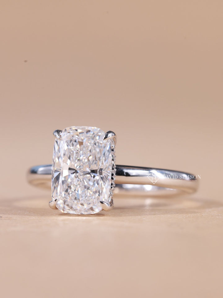 3.0CT-4.0CT Elongated Cushion Cut Moissanite Diamond Hidden Halo Engagement Ring