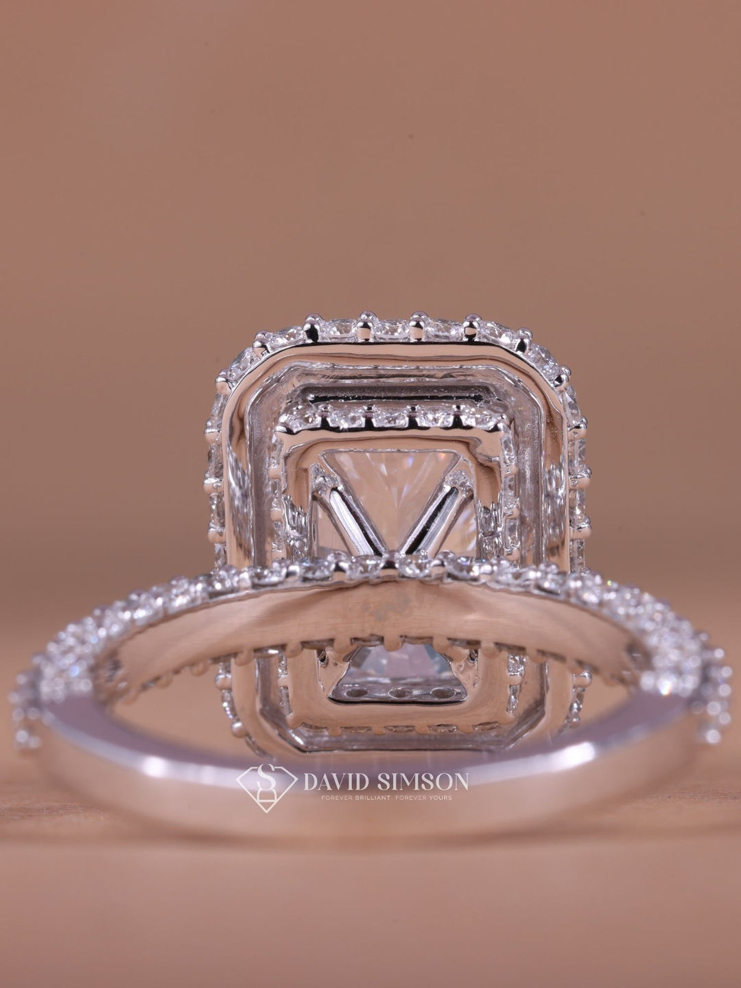 3.0CT-4.0CT Radiant Cut Moissanite Double Halo Diamond Engagement Ring