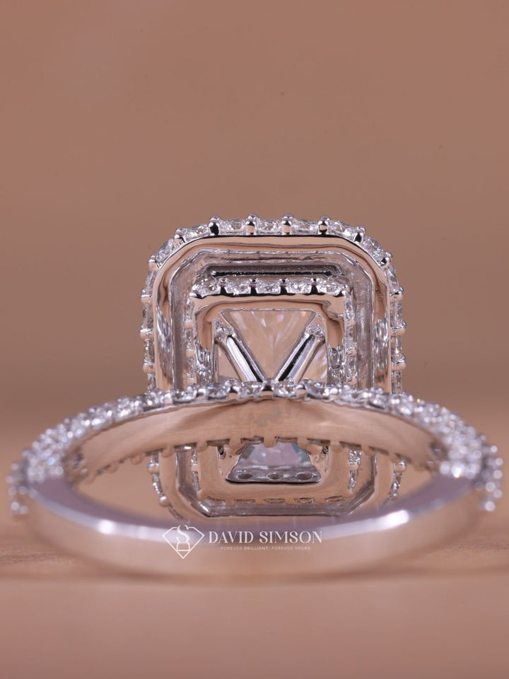 3.0CT-4.0CT Radiant Cut Moissanite Double Halo Diamond Engagement Ring