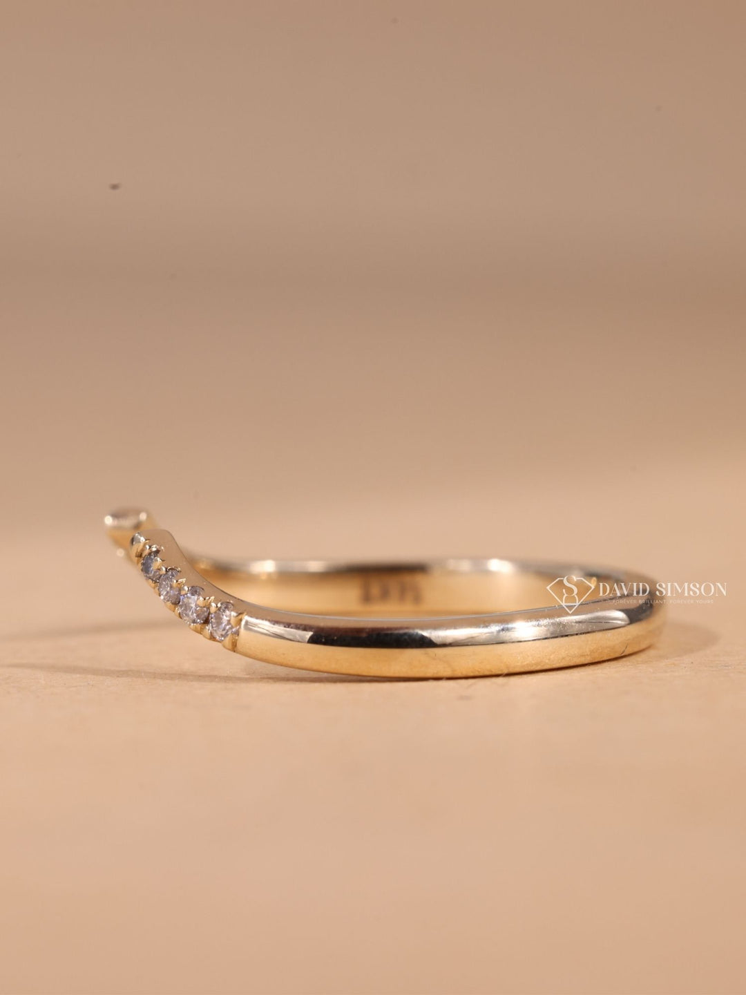 Round Cut Moissanite Diamond Open Curved Stacking Wedding Band