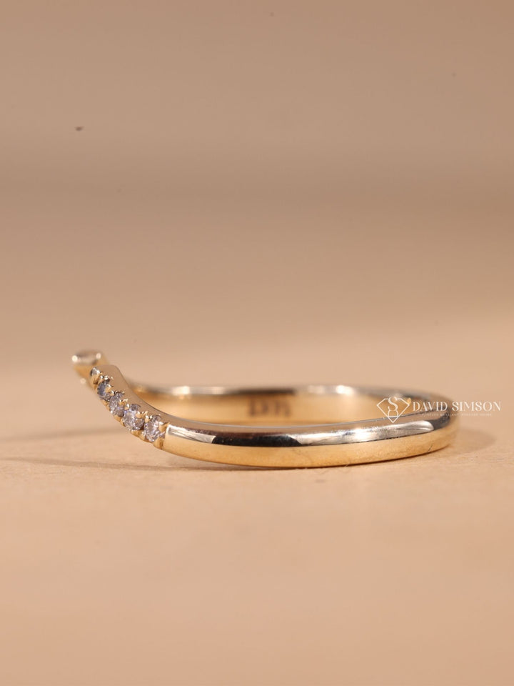 Round Cut Moissanite Diamond Open Curved Stacking Wedding Band