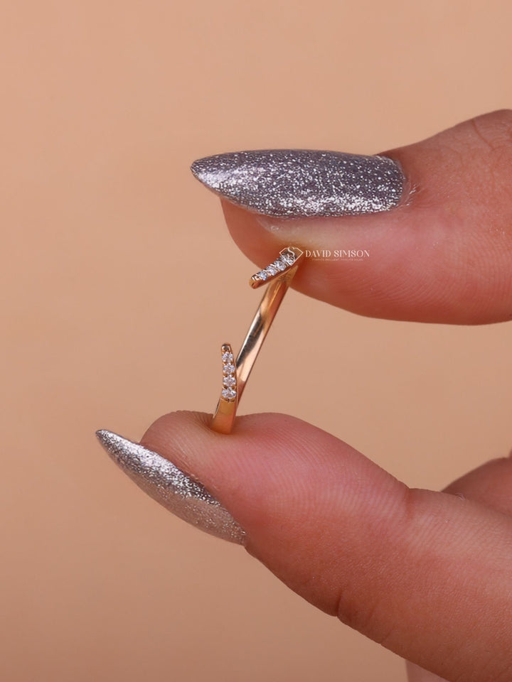 Round Cut Moissanite Diamond Open eve Wedding Band