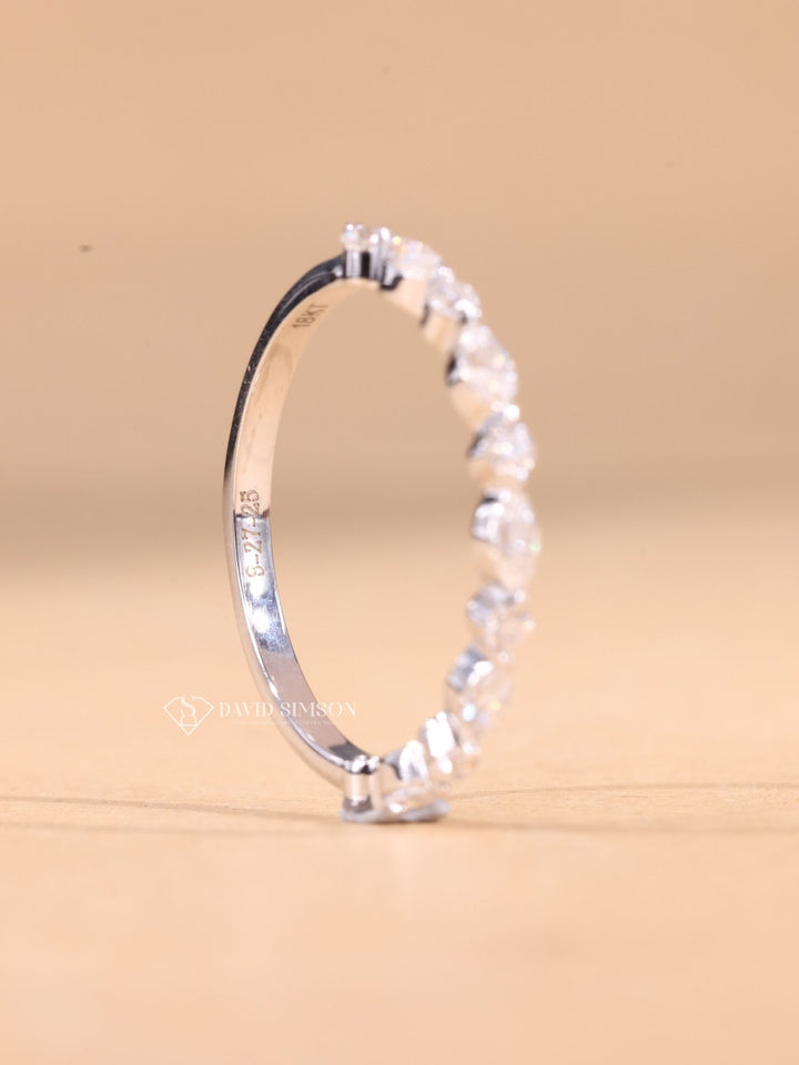 Round & Marquise Cut Moissanite Diamond Half Eternity Wedding Band