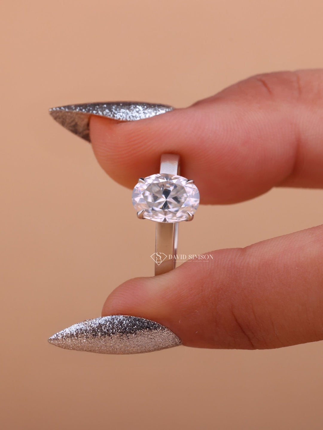 2.0CT-3.0CT Oval Cut Moissanite Diamond Thick Engagement Ring